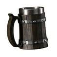thumbnail image 2 of yotijay Wood Barrel Beer Mug 600ml Supplies Tea Mug for Unique Gifts Juice Beverages Style B, 2 of 9