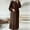 Brown, variant on Ruffle Hem Muslim Abaya Women Plus Size Crewneck Long Sleeve Maxi Dress Arabian Dubai Islamic Robe