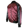 Upscale Men's Contrast TwoTone Satin Polyester Zip Up Baseball Collar