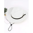 thumbnail image 2 of Spencer Straw Cowboy Hats for Men Women Western Cowgirl Woven Sun Hat Wide Brim Roll Up Fedora Hat for Beach Travel, White, 2 of 10