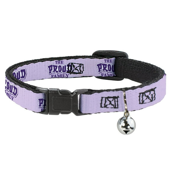 Disney Breakaway Cat Collar With Bell, Plastic Clip, Easy Adjustable, The Proud Family Title Logo Purples, 8.5 to 12 Inches 0.5 Inch Wide