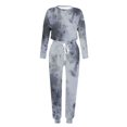 thumbnail image 4 of DeHolifer Women's Two Piece Tracksuit Tie Dye Crewneck Long Sleeve Pullover Long Sweatpants Sport Outfits Sets Dark Gray 3XL, 4 of 5