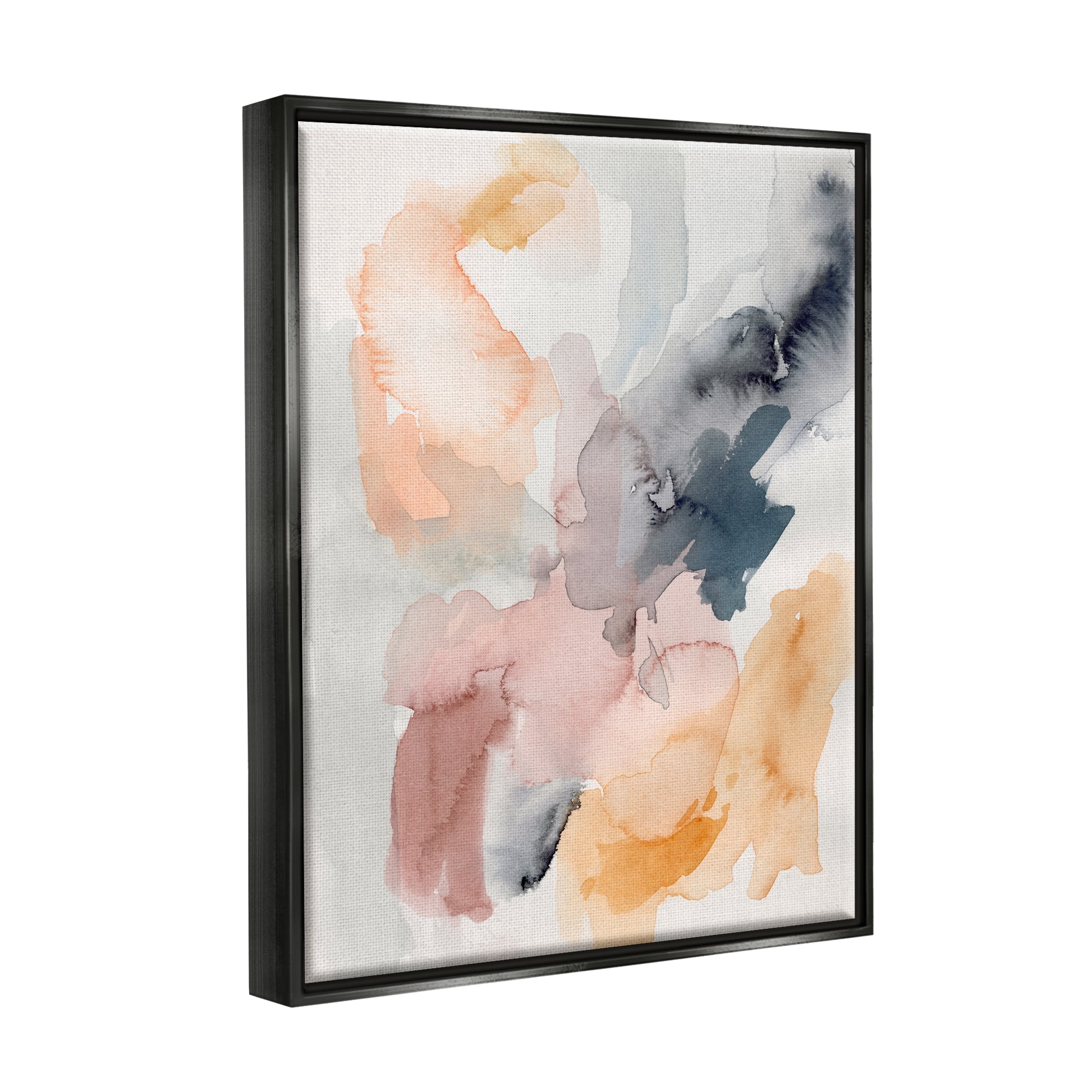 Stupell Watercolor Pastiche Muted Abstract Abstract Painting Black Floater Framed Art Print Wall Art