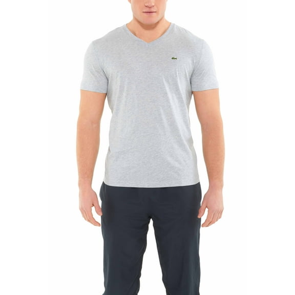 Lacoste Silver Chine Short Sleeve Pima Jersey V Neck T-Shirt - 8/3XL
