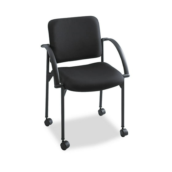 Safco Moto Series Stacking Chairs, Black Fabric Upholstery, 2/Carton