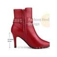 thumbnail image 6 of BLISSFUL STEP Women's Ankle Boots Stiletto Heel Pointed Toe Buckle Faux Leather Boots Red 9.5, 6 of 7