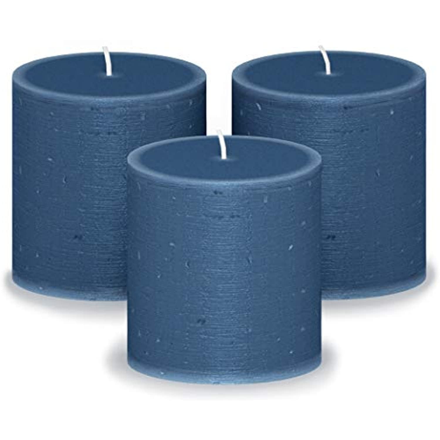 Decorative Rustic Candles Unscented and No Drip Candles Ideal as Wedding Candles or Large Candles for Home Interior CANDWAX 3x8 Pillar Candle Set of 2 Blue Candles