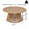 thumbnail image 3 of Tcbosik Wood Coffee Table for Outdoor, 31.5" Round Table with Base, Accent Table for Backyard, Balcony, Lawn, Light Teak, 3 of 8