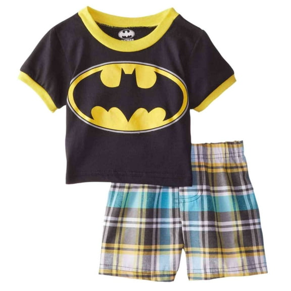 DC Comics Infant Boys 2 Piece Batman T-Shirt & Plaid Shorts Set 3-6m