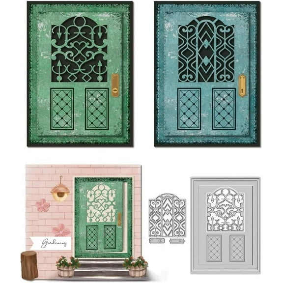 3D Door Die Cuts for Card Making Hollow Window Pattern Carbon Steel Die Cuts Cutting Dies Frame Stencils Scrapbooking Embossing Template Dies for Greeting Card Embossing Invitation DIY