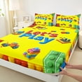 thumbnail image 3 of Manfei Cartoon Truck House Bed Sheets Queen,Rainbow Building Block Bedding Queen Size,Bricks Watercolor Gradient Sheet Set Queen,Lightweight Bedroom Decor,4pcs, 3 of 7