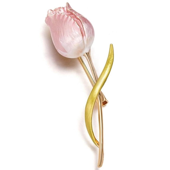 Vjnyvs Pink Tulip Flower Brooches For Women Elegant Enamel Flower Lapel Pins Weddings Party Badge Corsage