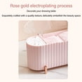 thumbnail image 3 of Dispensador De Soporte Qtip, Tapa Transparente, Soporte Para Bolas De Algodón, Multifuncional, Antipolvo, Elegante, Acanalado, Rosa, Rectangular, Para Baño, Hisopo De Algodón,, 3 of 7