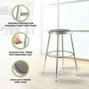 NPS 6400 Series 19-27 Modern Vinyl Padded Steel Metal Heavy Duty Stool in Gray
