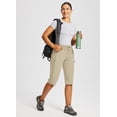 thumbnail image 6 of BALEAF Women's 15" Long Shorts Below The Knee Capri Hiking Cargo Shorts Lightweight Quick Dry Elastic Waist for Casual Beige S, 6 of 7