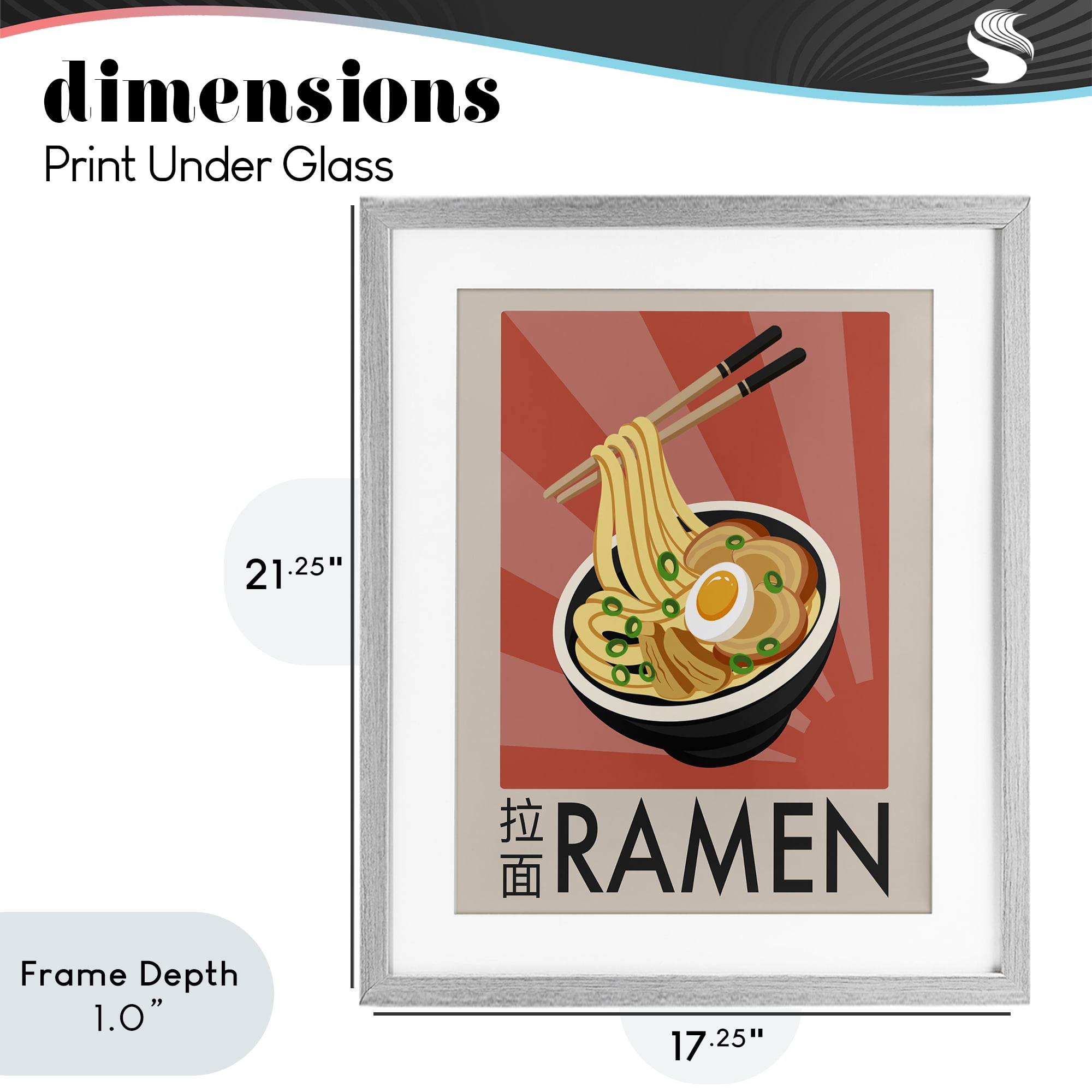 Stupell Industries Iconic Ramen Poster Gray Framed Print Under Glass, design by Marcus Prime