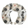 thumbnail image 1 of Floral Travel Pillow Neck Rest, Abstract Exotic Blossoms Tropical Petals Fragrance Essence Print, Memory Foam Traveling Accessory Airplane and Car, 12", Tan Ivory Seal Brown, by Ambesonne, 1 of 2