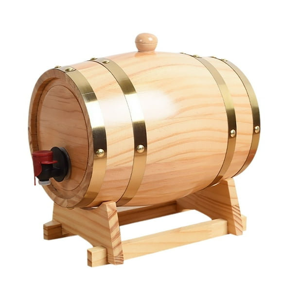 Hearth & Gear Wooden Barrel Dispenser For Home Brewing – Bar For Self Serve & More – Ideal For BBQ Restaurants And Parties Glass Holder Countertop Cup with Lid 16 Oz Disposable Glasses Hanging Glass
