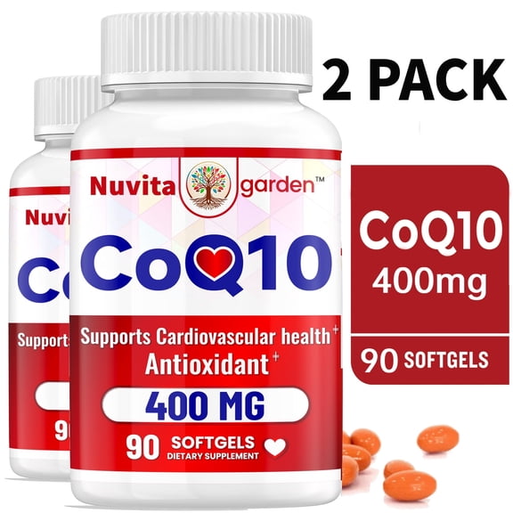 (2 Pack) CoQ10 400mg - 4x Better Absorption, Antioxidant, Support for Heart Health & Energy Production,90 Day Supply, 180 Softgels