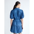 thumbnail image 3 of Free Assembly Women's and Women's Plus Denim Mini Dress with Puff Sleeves, Sizes XS-4X, 3 of 5