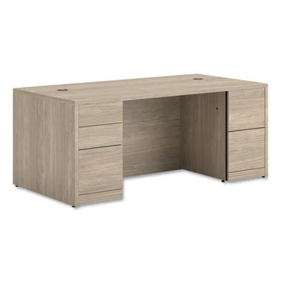 10500 Series 72 in. x 36 in. x 29.5 in. Double Full-Height Pedestal Desk - Kingswood Walnut