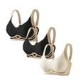 thumbnail image 1 of 3PC Women's Anti-Sagging Push Up Bra - Wireless Full Coverage Bralette | Color Block Seamless Supportive Lifting Bras, 1 of 2