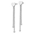 thumbnail image 2 of Finest Gold Sterling Silver Rhodium-Plated Polished Heart Chain Dangle Post Earrings, 2 of 3
