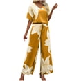 thumbnail image 2 of Neewe Women's Summer 2 Piece Outfits 2026 Short Sleeve Tops Wide Leg Pant Sets Casual Tracksuit-Yellow L, 2 of 9