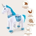 thumbnail image 4 of WondeRides Ride on Bule Unicorn Horse Toy (Medium Size 4, Height 36 Inch), Riding Horse Pony Walking Plush Animal as Birthday Gifts for Children for 4-9 Years Old, 4 of 8