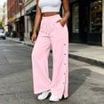 thumbnail image 3 of MLCDZ Fall Sweatpants for Women Drawstring Side Snap Button Lightweight Casual Loose Fit Track Pants with Pockets Comfy Baggy Lounge Golf Workout Trousers, 3 of 9
