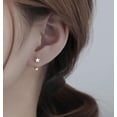 thumbnail image 3 of Solid 925 Sterling Silver Star Half Hoop Earrings Open Huggie Hoops for Women Teens CZ Star Hoop Earrings Ball Cuffs, 3 of 12