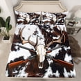 thumbnail image 2 of Castle Fairy Western Bull Skull Twin Sheet Sets 3pcs for Boys Girls,Farmhouse Cow Print Twin Fitted Sheet Microfiber,Wildlife Animal Hunting Breathable Flat Sheet,Super Cozy Room Decor, 2 of 7