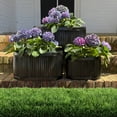 thumbnail image 5 of WHW Whole House Worlds French Country Style Oval Planters, Set of 3, Glossy Black, Galvanized Metal, Chubby Ripple Belly, Corrugated Cache Pots, Rustic, Over 2 ft., 24.5, 20 and 14.5 Inches, 5 of 7