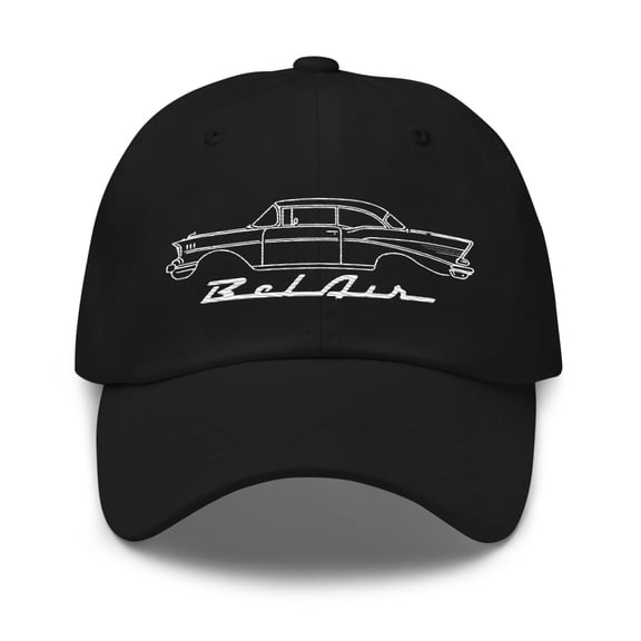 1955 Chevy Bel Air Dad hat for Classic Car Owners Antique Automotive Art Cap (Black)