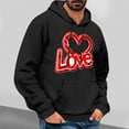 thumbnail image 2 of Goodeals Online Deals,Fashion Fleece Pullover Hoodies for Men Love Heart Print Hooded Teen Boys Trendy Sweatshirts Long Sleeve Drawstring Hoodie(Black,XXL), 2 of 5