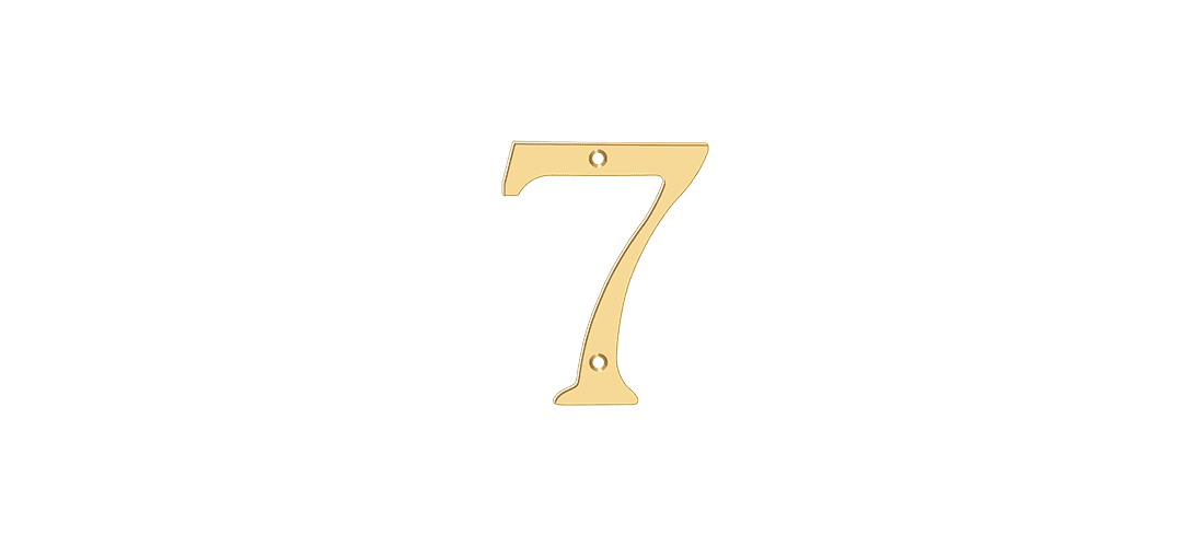 Deltana RN6-7 6" Numbers; Solid Brass; Lifetime Brass Finish