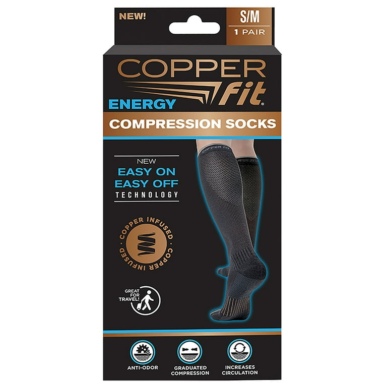 Copper Fit Knee High Energy Compression Socks Arch Relief Ankle