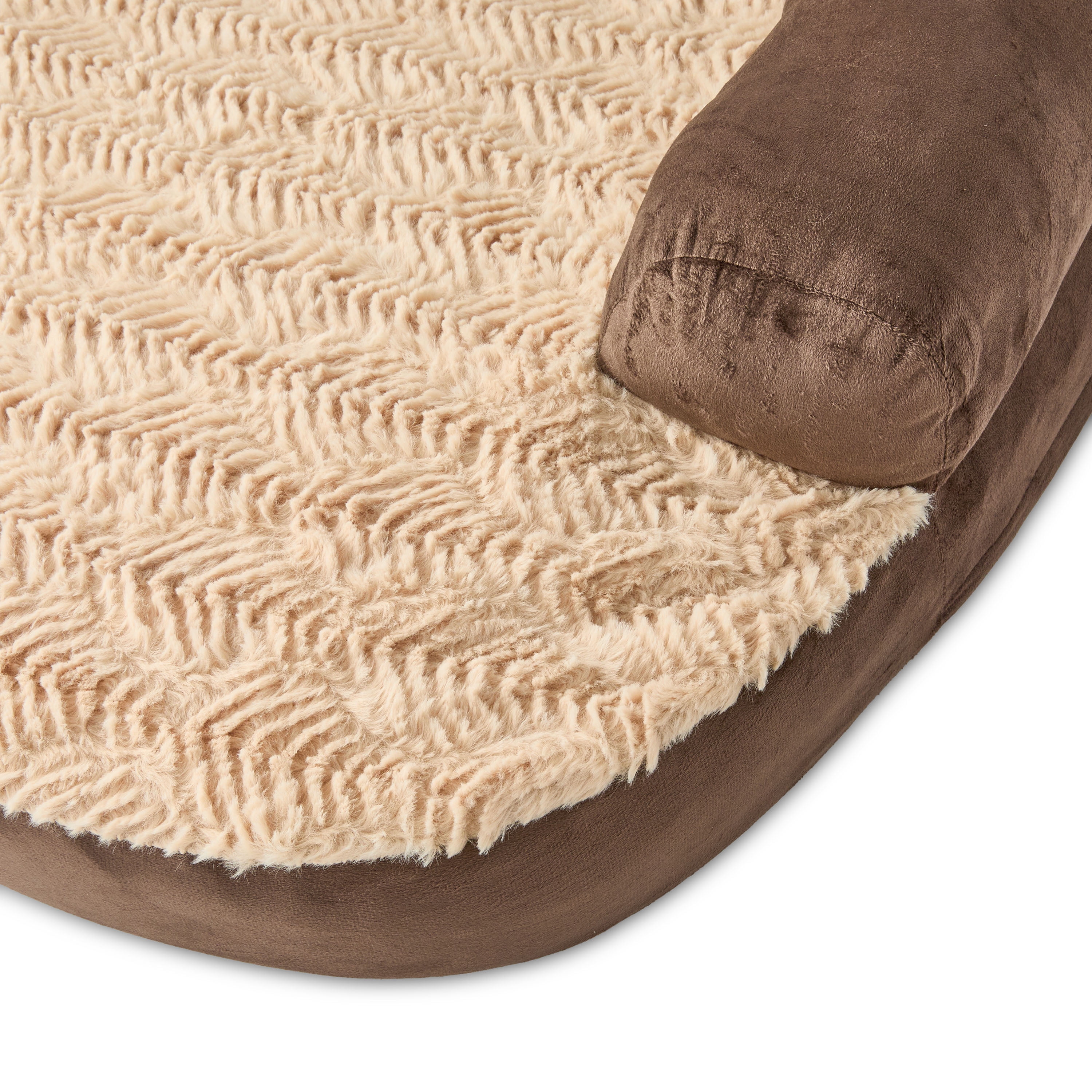 Vibrant Life Extra Large Round Corner Sofa Style Dog Bed, Brown, 35" x 48"