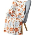 thumbnail image 3 of Serafina Home Throw Halloween Blanket: Fuzzy Pumpkin Patch with Cute Happy Ghosts on Velvet Fleece for Sofa Bed Couch Chair Dorm, 3 of 6