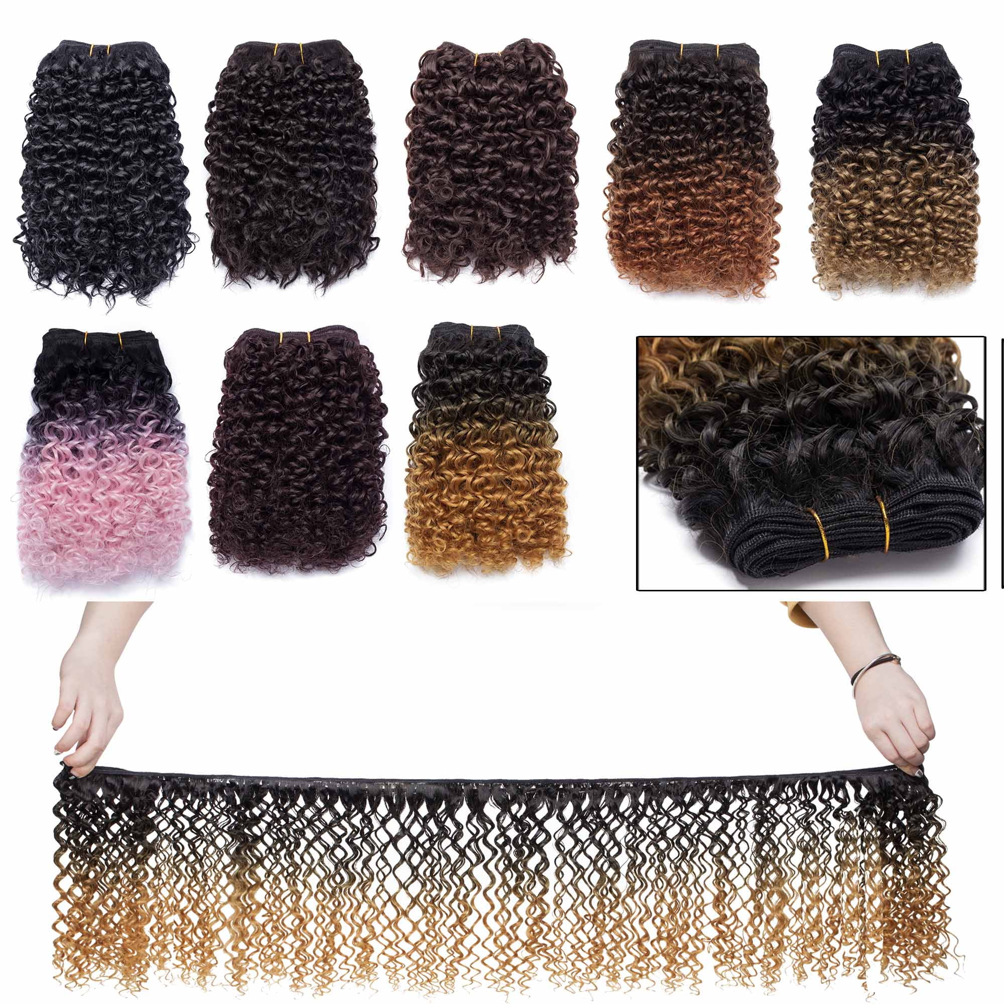 S Noilite 8 Inch Weave Hair Extension Afro Kinky Curly Weft Hair