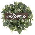 thumbnail image 1 of Corona de imitación de bienvenida de estilo americano, decoración colgante para puerta, corona de eucalipto, corona de hojas de eucalipto para fiesta, 1 of 5