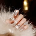 thumbnail image 4 of Rhinestone Design Handmade Press on Nails, 3D Glitter Artificial Luxury Wear a Finished Manicure False Nail Tips Shining Jewel the Bride Nail Art DIY Party Gift for Women, 4 of 4