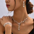 thumbnail image 4 of Rhinestone Bride Wedding Jewelry Sets Bridal Necklace Bracelet Earrings Set Prom Costume Jewelry for Women and Brides, 4 of 4