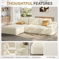 thumbnail image 5 of Yaheetech 110" 3-Seat L-Shaped Sofa Modular Sectional Sofa Corduroy Cloud Couch with 2 Armrests and Detachable Pillows for Living Room, Beige, 5 of 7