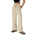 thumbnail image 2 of Brown Womens Sweatpants Women's Spring and Summer Thin Solid Color Cotton and Linen Pocket Pants Casual Pants Casual Pants Women, 2 of 6