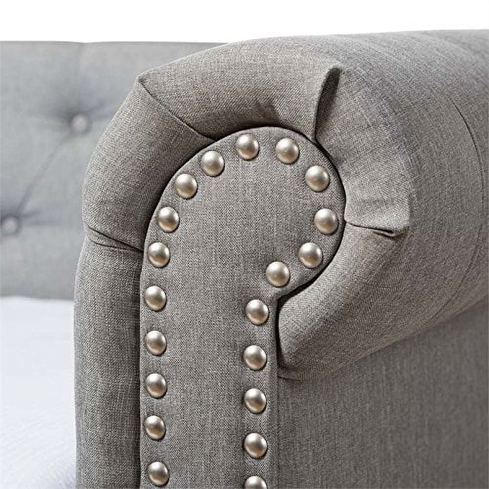 Baxton Studio Mabelle Contemporary Kids Nailhead Trim Twin Size Daybed with Trundle, Gray