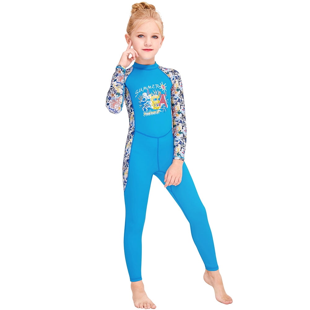 Kids Full Body Swimsuit for Girls Boys Rash Guard Long Sleeve Wetsuit