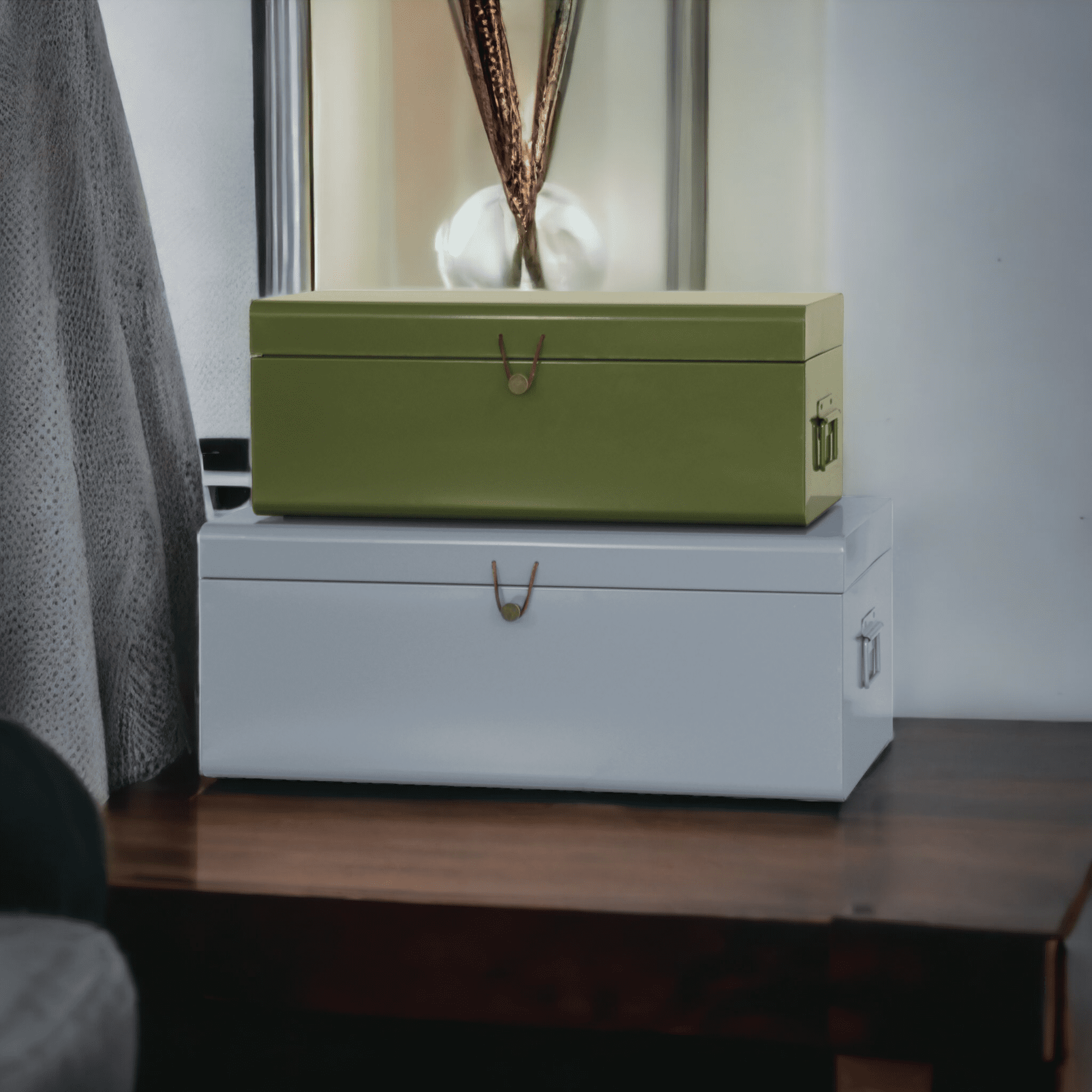 American Atelier Daven Decorative Metal Box Trunks Set of 2