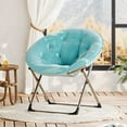 thumbnail image 4 of Sillón tipo platillo extragrande y cómodo para el dormitorio y la sala–Sillón plegable tipo luna de suave piel sintética,sillón decorativo mullido con estructura metálica resistente, 4 of 8