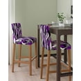 thumbnail image 2 of Purple Stripe Bar Stool Covers Set of 2, Black Grey White Gradient Striped Geometric Stretch Bar Chair Covers with Backs, Removable Pub Counter Height Chair Cover for Kitchen Dining Room Cafe, 2 of 7